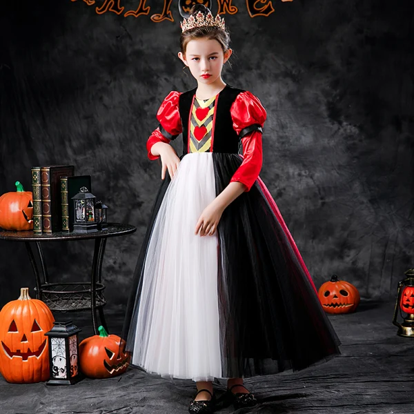 Halloween Cosplay Multi-Colors Flower Girl Dresses 2020 Princess Scoop Neck Detachable Puffy 3/4 Sleeve Ankle Length Ruffle