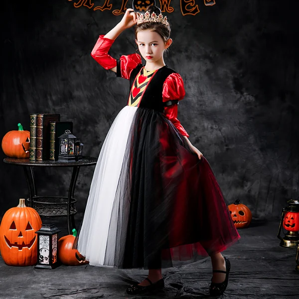 Halloween Cosplay Multi-Colors Flower Girl Dresses 2020 Princess Scoop Neck Detachable Puffy 3/4 Sleeve Ankle Length Ruffle