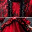Halloween Cosplay Red Flower Girl Dresses 2020 Ball Gown Scoop Neck 3/4 Sleeve Bell sleeves Appliques Lace Flower Floor-Length / Long Ruffle