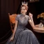 Vintage / Retro Grey Dancing Prom Dresses 2020 A-Line / Princess High Neck Short Sleeve Beading Pearl Glitter Tulle Floor-Length / Long Ruffle Backless Formal Dresses