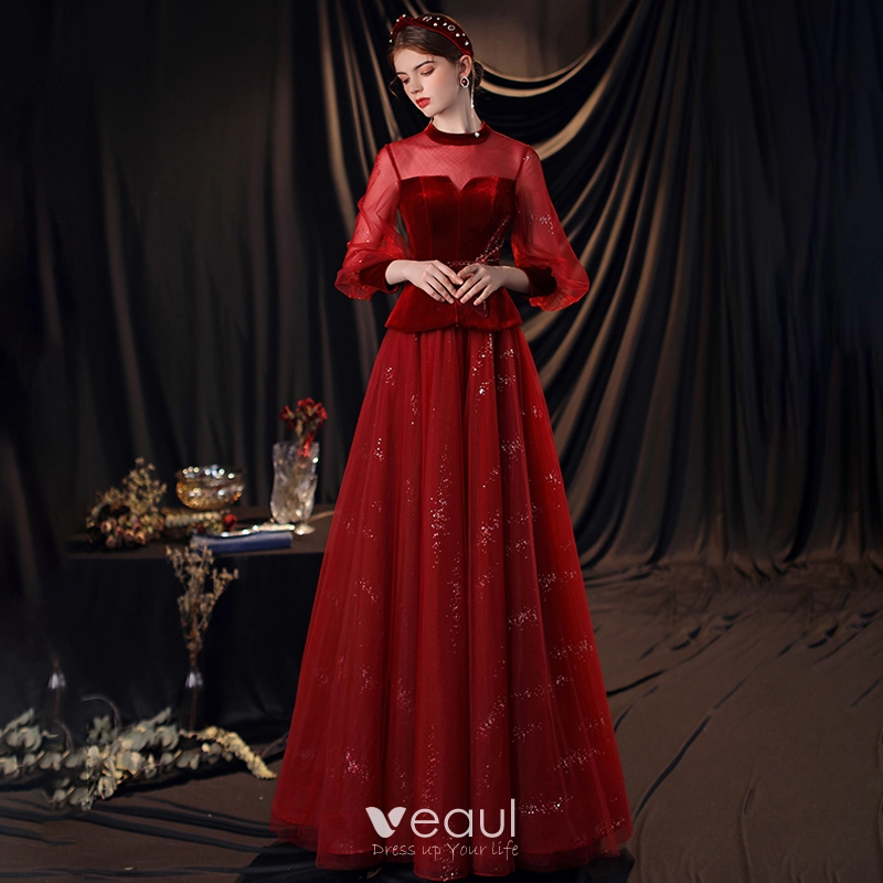 Victorian Style Burgundy Dancing Prom Dresses 2020 A-Line / Princess ...