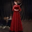 Style Victorien Bordeaux Dansant Robe De Bal 2020 Princesse Transparentes Col Haut Gonflée Manches Longues Noeud Ceinture Perlage Paillettes Longue Volants Dos Nu Robe De Ceremonie