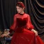 Style Victorien Bordeaux Dansant Robe De Bal 2020 Princesse Transparentes Col Haut Gonflée Manches Longues Noeud Ceinture Perlage Paillettes Longue Volants Dos Nu Robe De Ceremonie