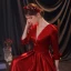 Vintage / Retro Burgundy Satin Prom Dresses 2020 Empire Deep V-Neck 3/4 Sleeve Floor-Length / Long Ruffle Backless Formal Dresses