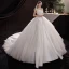 Modest / Simple Champagne Satin Bridal Wedding Dresses 2020 Ball Gown Strapless Sleeveless Backless Beading Cathedral Train Ruffle