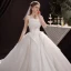 Modest / Simple Champagne Satin Bridal Wedding Dresses 2020 Ball Gown Strapless Sleeveless Backless Beading Cathedral Train Ruffle