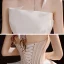 Modest / Simple Champagne Satin Bridal Wedding Dresses 2020 Ball Gown Strapless Sleeveless Backless Beading Cathedral Train Ruffle