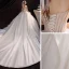 Modest / Simple Champagne Satin Bridal Wedding Dresses 2020 Ball Gown Strapless Sleeveless Backless Beading Cathedral Train Ruffle