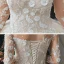 Romantique Champagne La Mariée Robe De Mariée 2020 Robe Boule Transparentes Col Haut Manches Longues Dos Nu Perlage Paillettes Fleur Glitter Tulle Cathedral Train Volants