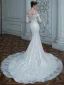High End Champagner Hochzeits Brautkleider / Hochzeitskleider 2020 Meerjungfrau Off Shoulder 1/2 Ärmel Rückenfreies Applikationen Spitze Perlenstickerei Pailletten Sweep / Pinsel Zug Rüschen
