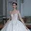 Fabelhaft Weiß Durchsichtige Hochzeits Brautkleider / Hochzeitskleider 2020 Ballkleid Off Shoulder Kurze Ärmel Rückenfreies Applikationen Spitze Perlenstickerei Pailletten Glanz Tülle