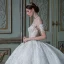 Fabelhaft Weiß Durchsichtige Hochzeits Brautkleider / Hochzeitskleider 2020 Ballkleid Off Shoulder Kurze Ärmel Rückenfreies Applikationen Spitze Perlenstickerei Pailletten Glanz Tülle