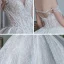 Fabelhaft Weiß Durchsichtige Hochzeits Brautkleider / Hochzeitskleider 2020 Ballkleid Off Shoulder Kurze Ärmel Rückenfreies Applikationen Spitze Perlenstickerei Pailletten Glanz Tülle