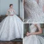 Fabelhaft Weiß Durchsichtige Hochzeits Brautkleider / Hochzeitskleider 2020 Ballkleid Off Shoulder Kurze Ärmel Rückenfreies Applikationen Spitze Perlenstickerei Pailletten Glanz Tülle
