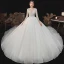 Romantique Ivoire La Mariée Robe De Mariée 2020 Robe Boule Transparentes Col v profond 3/4 Manches Dos Nu Perlage Glitter Tulle Cathedral Train Volants