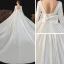 Schlicht Ivory / Creme Satin Hochzeits Brautkleider / Hochzeitskleider 2020 Ballkleid Eckiger Ausschnitt Lange Ärmel Rückenfreies Schleife Perlenstickerei Perle Kathedrale Schleppe Rüschen