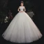 Modest / Simple Ivory Bridal Wedding Dresses 2020 A-Line / Princess Strapless Sleeveless Backless Cathedral Train Ruffle