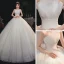 Modest / Simple Ivory Bridal Wedding Dresses 2020 A-Line / Princess Strapless Sleeveless Backless Cathedral Train Ruffle