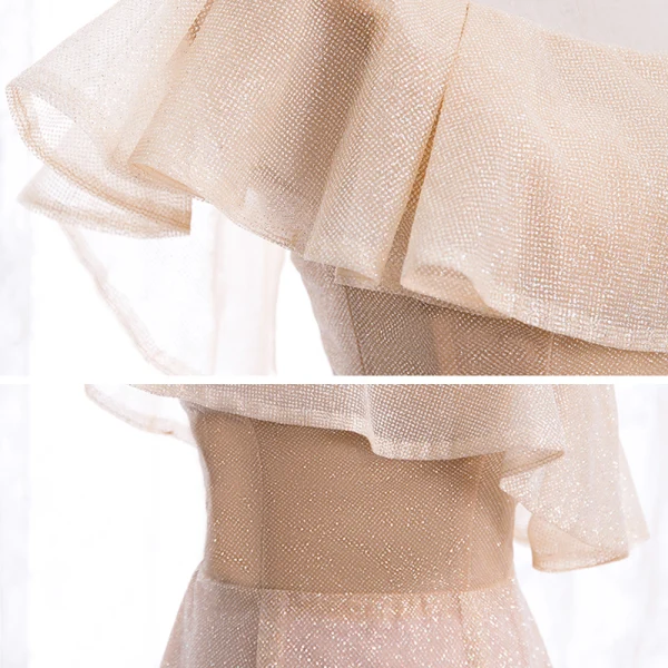 Schöne Pearl Rosa Abendkleider 2020 Meerjungfrau One-Shoulder Ärmellos Glanz Polyester Sweep / Pinsel Zug Rüschen Rückenfreies Festliche Kleider