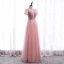 Vintage / Originale Rose Bonbon Dansant Robe De Bal 2020 Princesse Transparentes Col Haut Manches Courtes Perlage Paillettes Ceinture Longue Volants Dos Nu Robe De Ceremonie