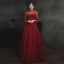 Vintage / Retro Burgundy Dancing Prom Dresses 2020 A-Line / Princess See-through High Neck Long Sleeve Beading Floor-Length / Long Ruffle Backless Formal Dresses