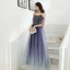 Élégant Bleu Marine Dégradé De Couleur Dansant Robe De Bal 2020 Princesse Bretelles Spaghetti Manches Courtes Perlage Glitter Tulle Longue Volants Dos Nu Robe De Ceremonie