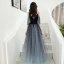 Sexy Noire Dégradé De Couleur Dansant Robe De Bal 2020 Princesse Bretelles Spaghetti Manches Courtes Perlage Gland Glitter Tulle Longue Volants Dos Nu Robe De Ceremonie