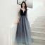 Sexy Noire Dégradé De Couleur Dansant Robe De Bal 2020 Princesse Bretelles Spaghetti Manches Courtes Perlage Gland Glitter Tulle Longue Volants Dos Nu Robe De Ceremonie