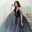 Sexy Noire Dégradé De Couleur Dansant Robe De Bal 2020 Princesse Bretelles Spaghetti Manches Courtes Perlage Gland Glitter Tulle Longue Volants Dos Nu Robe De Ceremonie