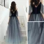 Sexy Noire Dégradé De Couleur Dansant Robe De Bal 2020 Princesse Bretelles Spaghetti Manches Courtes Perlage Gland Glitter Tulle Longue Volants Dos Nu Robe De Ceremonie