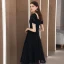 Fashion Black Lace Homecoming Graduation Dresses 2020 A-Line / Princess Square Neckline Puffy Short Sleeve Tea-length Backless Formal Dresses
