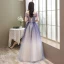 Chic / Beautiful Royal Blue Gradient-Color Prom Dresses 2020 A-Line / Princess Scoop Neck Short Sleeve Beading Glitter Tulle Floor-Length / Long Ruffle Backless Formal Dresses