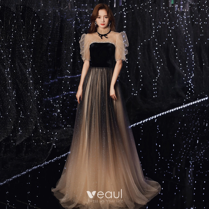 Chic Black Suit Collar VNeck Long Sleeve Diamante Belt Evening Dresses Prom  Gown | eBay