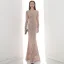 Affordable Champagne Sequins Evening Dresses  2020 Trumpet / Mermaid V-Neck Puffy Long Sleeve Beading Floor-Length / Long Ruffle Formal Dresses