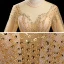 High End Gold Tanzen Ballkleider 2020 Ballkleid Durchsichtige Stehkragen Lange Ärmel Perlenstickerei Pailletten Glanz Tülle Lange Rüschen Rückenfreies Festliche Kleider