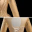 High End Gold Tanzen Ballkleider 2020 Ballkleid Durchsichtige Stehkragen Lange Ärmel Perlenstickerei Pailletten Glanz Tülle Lange Rüschen Rückenfreies Festliche Kleider