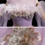Victorian Style Lilac See-through Dancing Prom Dresses 2020 Ball Gown Scoop Neck Puffy Long Sleeve Feather Beading Sequins Floor-Length / Long Ruffle Backless