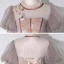 Vintage / Retro Champagne See-through Dancing Prom Dresses 2020 Ball Gown High Neck Puffy Short Sleeve Appliques Lace Beading Floor-Length / Long Ruffle Backless Formal Dresses