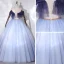 Fashion Sky Blue Dancing Prom Dresses 2020 Ball Gown Off-The-Shoulder Short Sleeve Beading Glitter Tulle Floor-Length / Long Ruffle Backless Formal Dresses