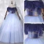 Fashion Sky Blue Dancing Prom Dresses 2020 Ball Gown Off-The-Shoulder Short Sleeve Beading Glitter Tulle Floor-Length / Long Ruffle Backless Formal Dresses
