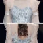 Best Grey See-through Homecoming Graduation Dresses 2020 A-Line / Princess Scoop Neck Puffy 3/4 Sleeve Appliques Lace Beading Tea-length Ruffle Backless