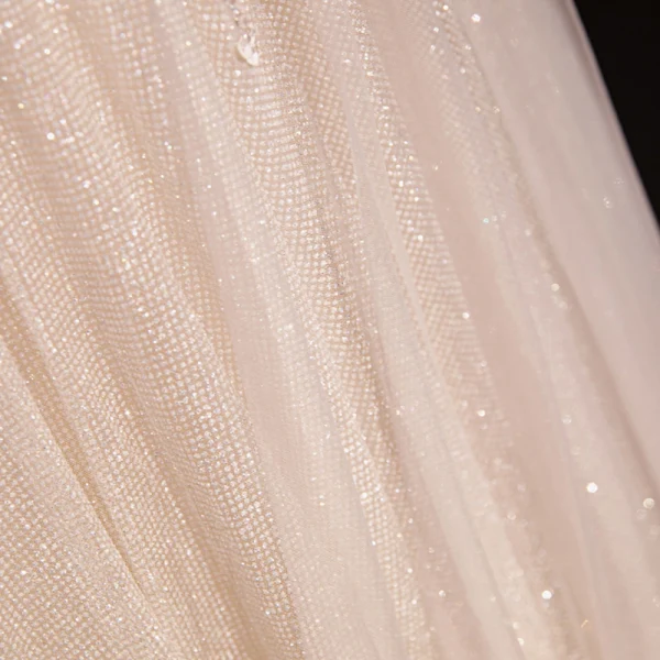 High-end Pearl Pink Dancing Prom Dresses 2020 A-Line / Princess Off-The-Shoulder Short Sleeve Sequins Beading Glitter Tulle Floor-Length / Long Ruffle Backless Formal Dresses