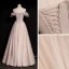 High-end Pearl Pink Dancing Prom Dresses 2020 A-Line / Princess Off-The-Shoulder Short Sleeve Sequins Beading Glitter Tulle Floor-Length / Long Ruffle Backless Formal Dresses