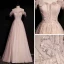 High-end Pearl Pink Dancing Prom Dresses 2020 A-Line / Princess Off-The-Shoulder Short Sleeve Sequins Beading Glitter Tulle Floor-Length / Long Ruffle Backless Formal Dresses