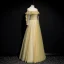 Meilleur Jonquille Dansant Robe De Bal 2020 Princesse Transparentes Encolure Dégagée Manches Longues Perlage Paillettes Longue Volants Dos Nu Robe De Ceremonie