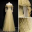 Meilleur Jonquille Dansant Robe De Bal 2020 Princesse Transparentes Encolure Dégagée Manches Longues Perlage Paillettes Longue Volants Dos Nu Robe De Ceremonie