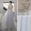 Haut de Gamme Bleu Ciel Robe De Bal 2020 Princesse Transparentes Encolure Dégagée Sans Manches Perlage Faux Diamant Glitter Tulle Train De Balayage Volants Dos Nu