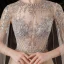 Illusion Champagne See-through Red Carpet Evening Dresses  2020 A-Line / Princess Scoop Neck Sleeveless Beading Glitter Tulle Floor-Length / Long Ruffle Formal Dresses