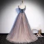 Elegant Navy Blue Dancing Prom Dresses 2020 A-Line / Princess Spaghetti Straps Sleeveless Formal Dresses Backless Beading Glitter Ruffle Floor-Length / Long Tulle