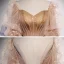 Victorian Style Gold Champagne Dancing Prom Dresses 2020 A-Line / Princess Square Neckline Puffy 1/2 Sleeves Glitter Star Tulle Sash Floor-Length / Long Ruffle
